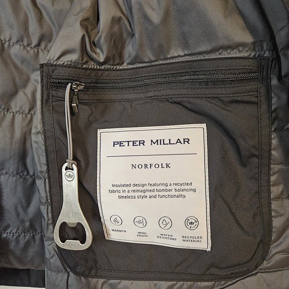 Peter Millar Norfolk Bomber Jacket / MF24Z03 / Color Black / Size‎ Medium - Picture 8 of 12